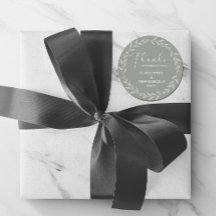 Elegante Sage Floral Sage Green Gracias Pegatina