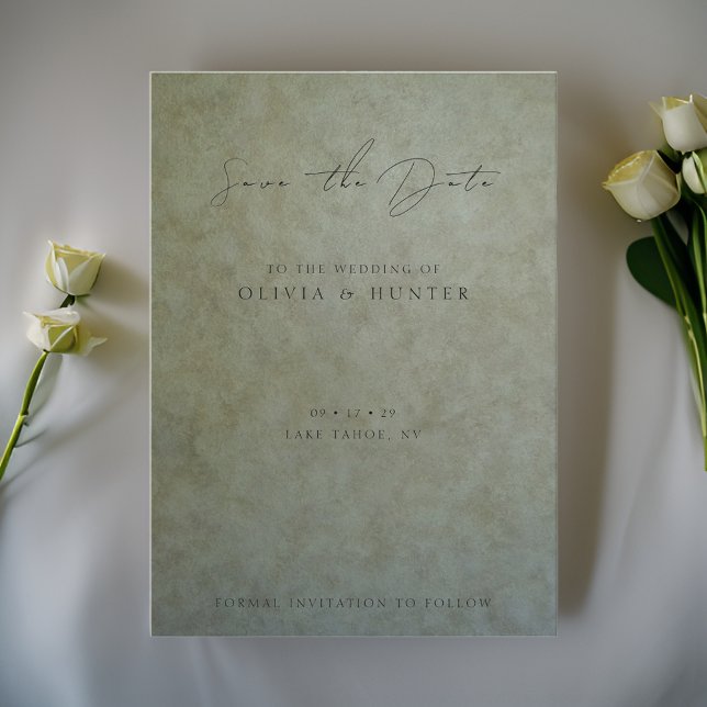 Elegante Sage Gold Wedding Guardar la tarjeta de f (Subido por el creador)