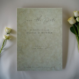 Elegante Sage Gold Wedding Guardar la tarjeta de f