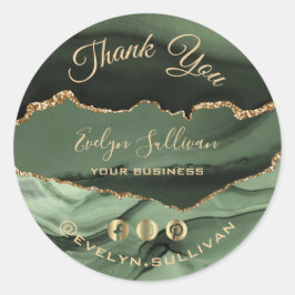 elegante sage green agate gracias pegatina