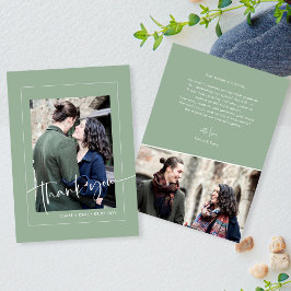 Elegante Sage Green Boda Foto Tarjeta de agradecim