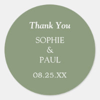 Elegante Sage Green Boda Gracias Pegatina