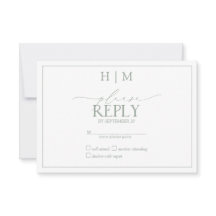 Elegante Sage Green Caligraphy Monograma RSVP