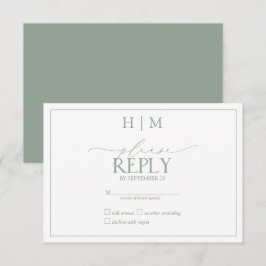 Elegante Sage Green Caligraphy Monograma RSVP