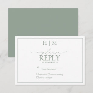 Elegante Sage Green Caligraphy Monograma RSVP