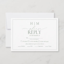 Elegante Sage Green Caligraphy Monograma RSVP