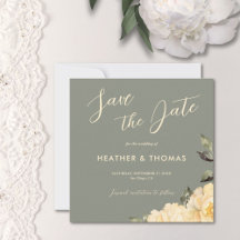 Elegante Sage Green Floral Ahorra La Invitación De
