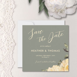 Elegante Sage Green Floral Ahorra La Invitación De