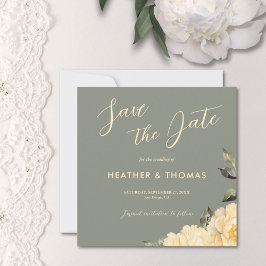 Elegante Sage Green Floral Ahorra La Invitación De
