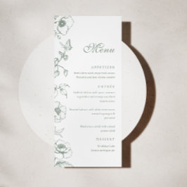 Elegante Sage Green Floral Garden Wedding Menú Pla
