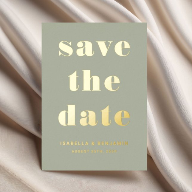 Elegante Sage Green Gold Wedding Salva La Tarjeta  (Elegant Sage Green Gold Wedding Save The Date Card)