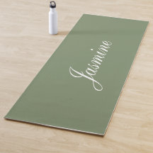 Elegante Sage Green Nombre personalizado Yoga Mat
