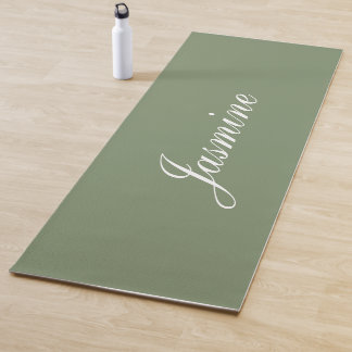 Elegante Sage Green Nombre personalizado Yoga Mat