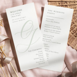 Elegante Sage Green Script Programa de Boda Modern