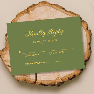 Elegante Sage Green y Gold Wedding RSVP