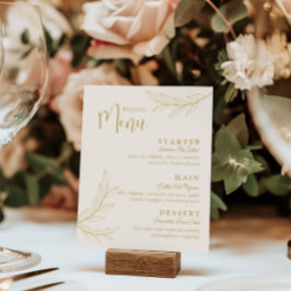 Elegante Salón de Oro con Tarjeta de Menú de Boda 