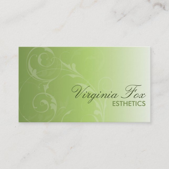 Elegante salón verde suave o tarjeta de visita Spa (Anverso)