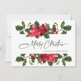 Elegante saludo corporativo de Navidad con Poinset