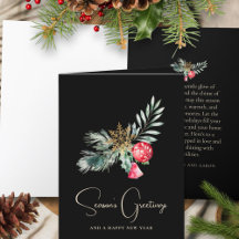 Elegante Saludo de Navidad con Acuarela en Dorado