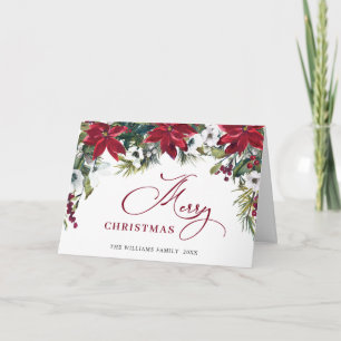 Elegante Saludo de Navidad de Flor de Pascua y Mué