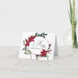 Elegante Saludo de Navidad de Flor de Pascua y Mué