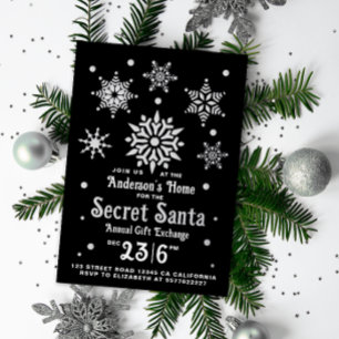 Elegante Santa Secreta de Negro Invitación a los c