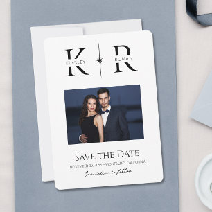 Elegante Save the Date de Boda con Monograma Flare