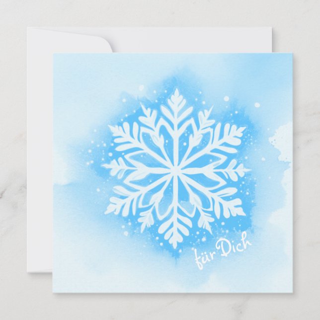 Elegante Schneeflocke im Aquarell-Stil - hellblau  (Anverso)