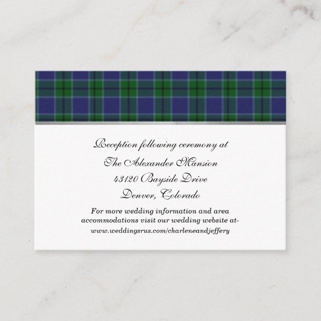 Elegante Scott Clan Plaid Boda Tarjeta de Gabinete (Anverso)