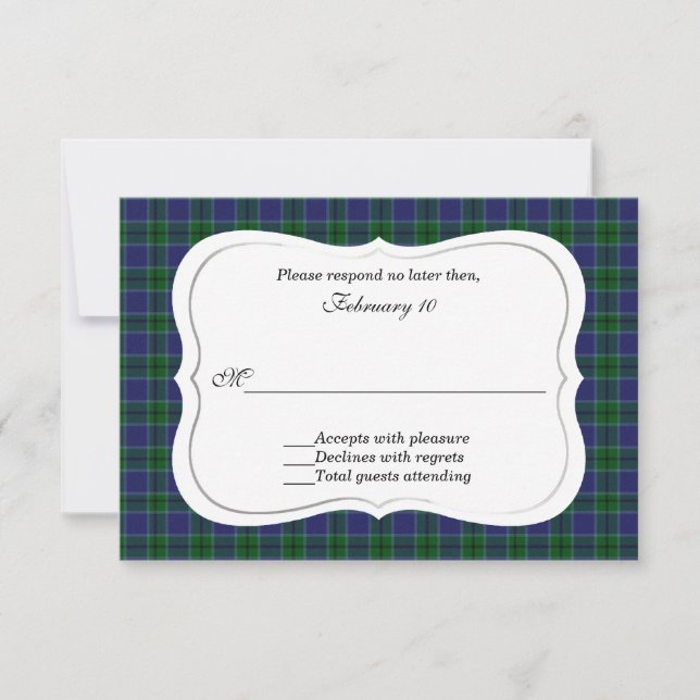 Elegante Scott Clan Tartan Wedding RSVP (Anverso)