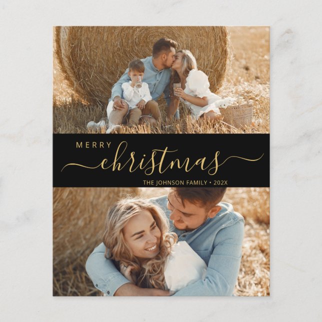 Elegante Script 2 Collage de Fotos Folleto de Navi (Frente)