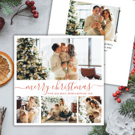 Elegante Script 4 Tarjeta de Navidades de Collage