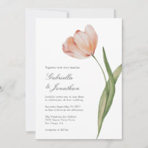 Elegante Script acuarela Tulip Wedding Invitación