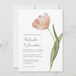Elegante Script acuarela Tulip Wedding Invitación