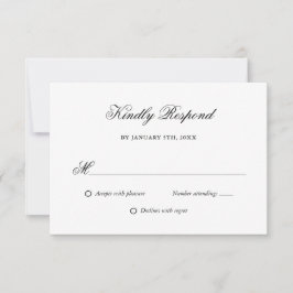 Elegante Script Black and White Wedding RSVP