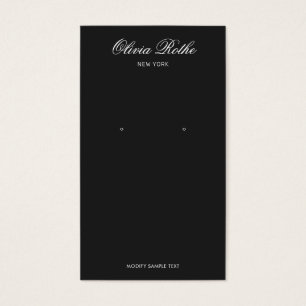Elegante Script Black Earring Jewelry Display Card