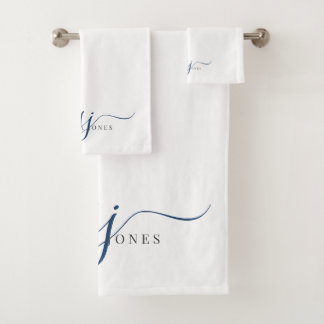 Elegante Script Blue Monogram Nombre de Iniciales