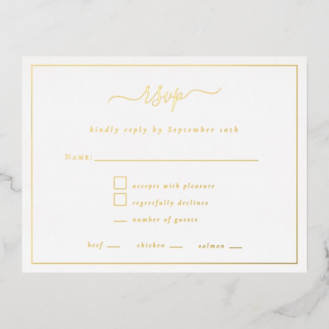 Elegante Script Borde Fiesta RSVP tarjeta Relieve  (Anverso)