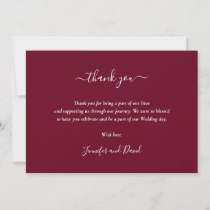 Elegante Script Burgundy Tarjeta de agradecimiento