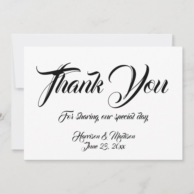 Elegante Script Custom Wedding Tarjeta de nota de  (Anverso)