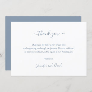 Elegante Script Dusty Blue Boda Tarjeta de agradec