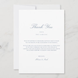 Elegante Script Dusty Blue & White Gracias Tarjeta