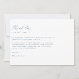 Elegante Script Dusty Blue & White Gracias Tarjeta