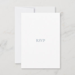 Elegante Script Dusty Blue & White RSVP Card