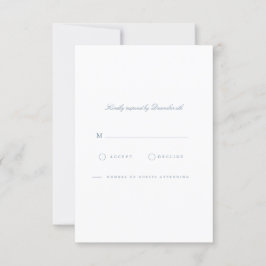 Elegante Script Dusty Blue & White RSVP Card