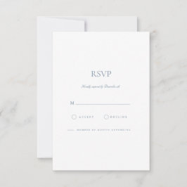 Elegante Script Dusty Blue & White RSVP Card