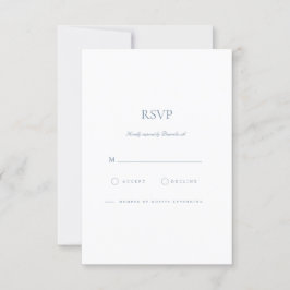 Elegante Script Dusty Blue & White RSVP Card