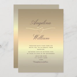 Elegante Script Faux Gold Wedding Invitación