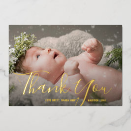 Elegante Script Foto Tarjeta Baby Shower de agrade