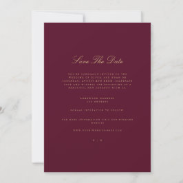 Elegante Script Gold & Burgundy Guardar La Tarjeta